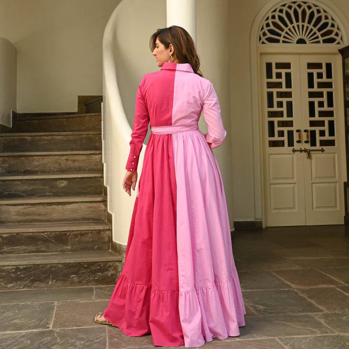 Boshon Two Tone Pink Cotton Dress