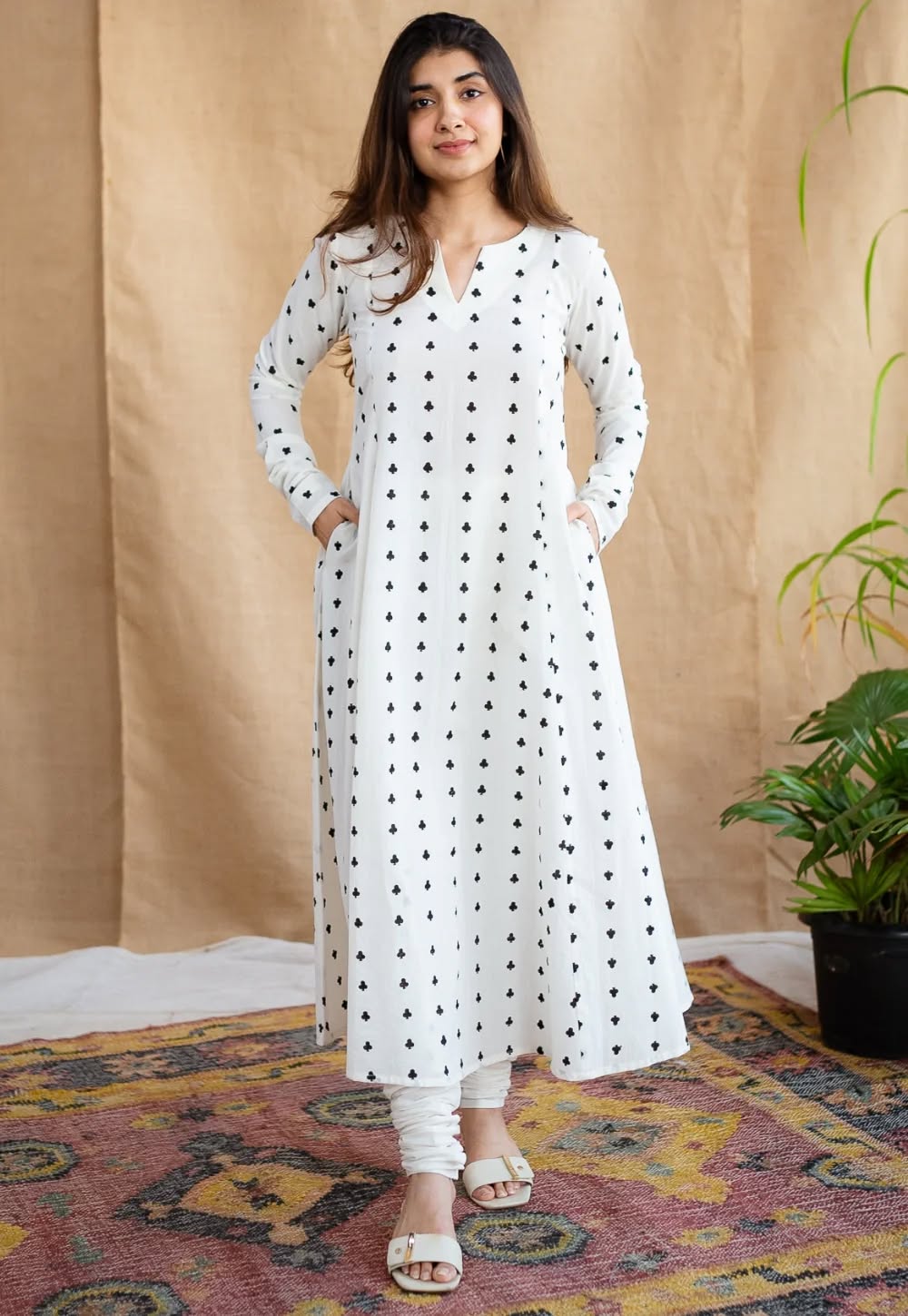 Shinat Screen Printed Cotton Kali Kurta
