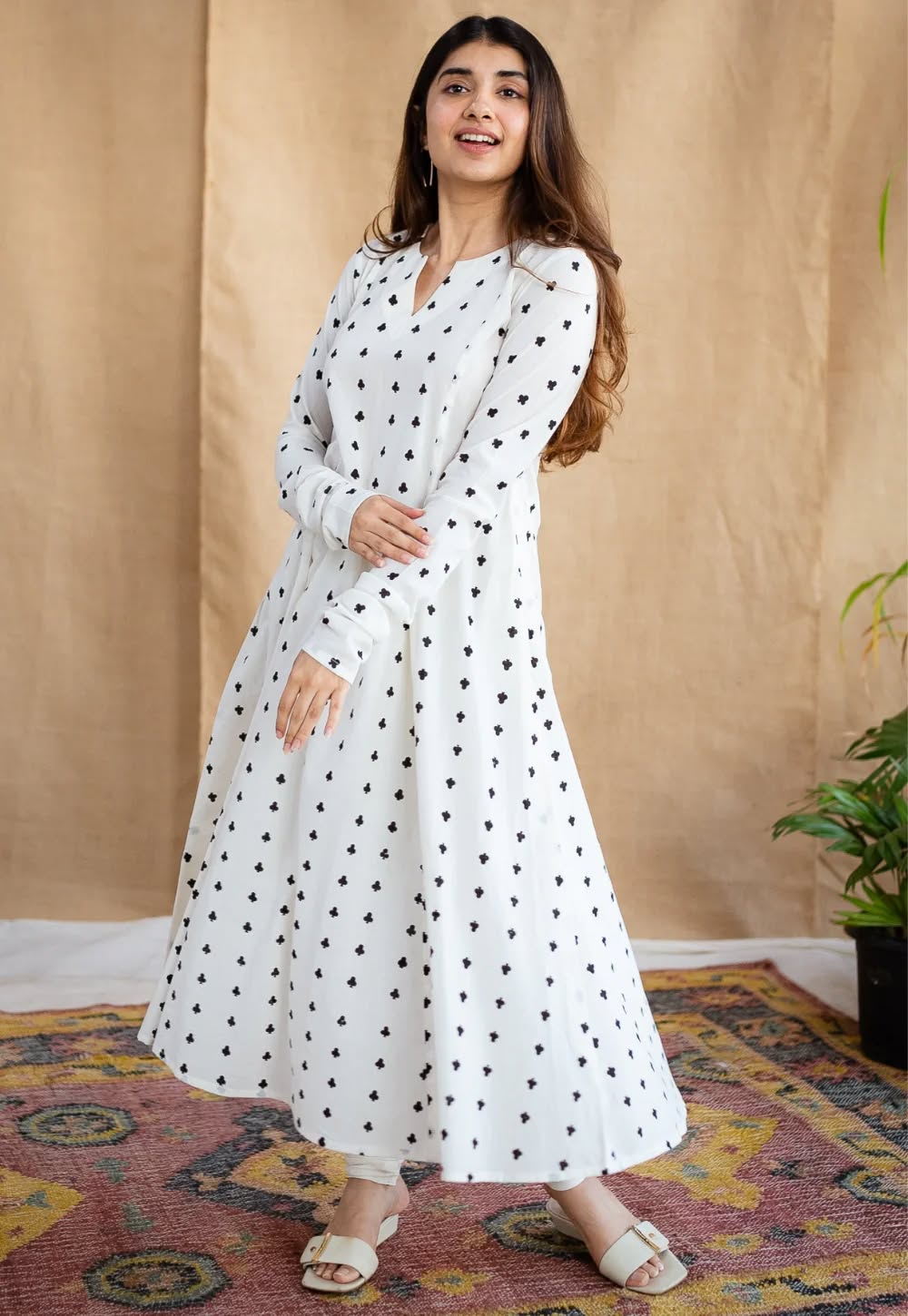 Shinat Screen Printed Cotton Kali Kurta