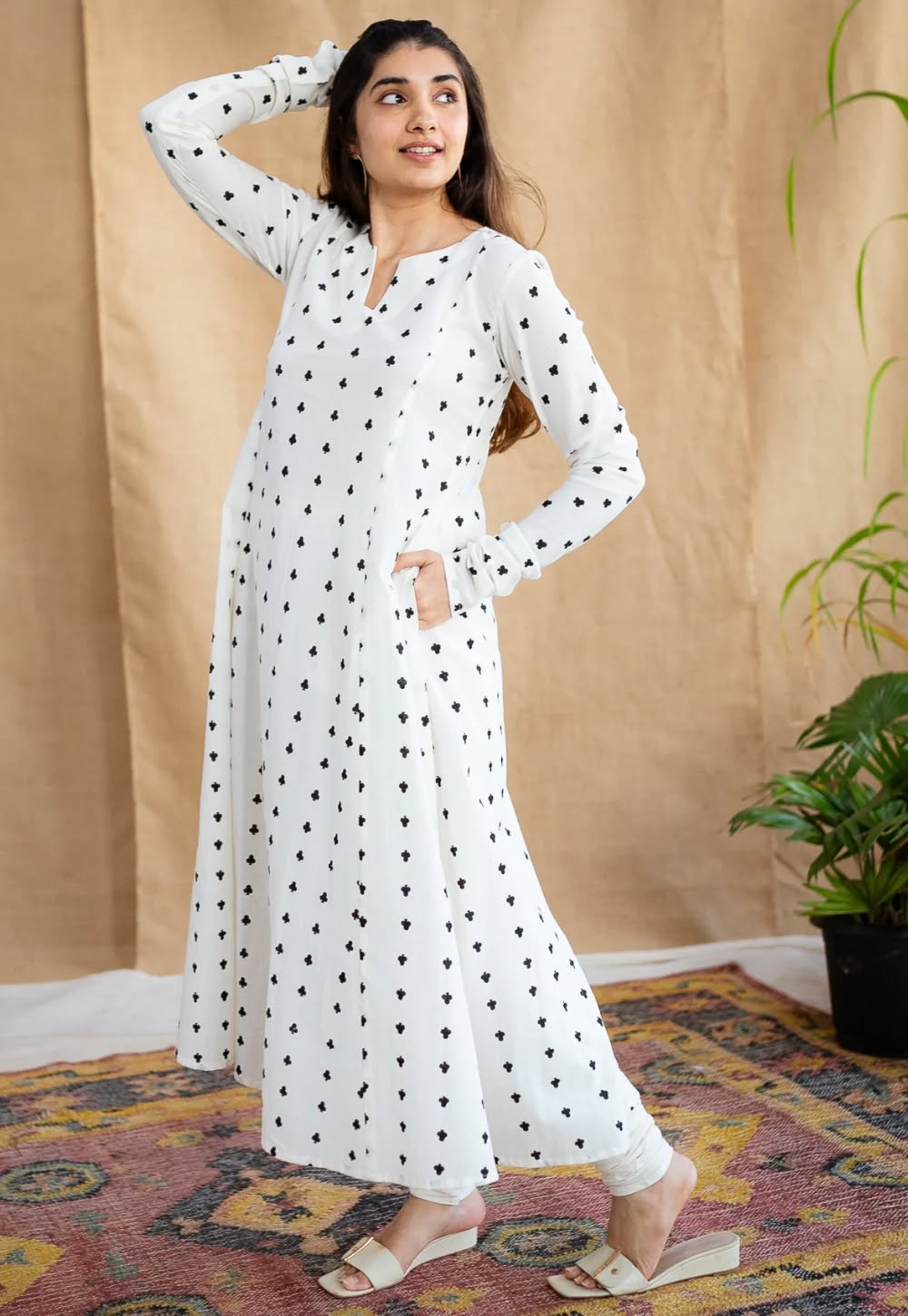 Shinat Screen Printed Cotton Kali Kurta