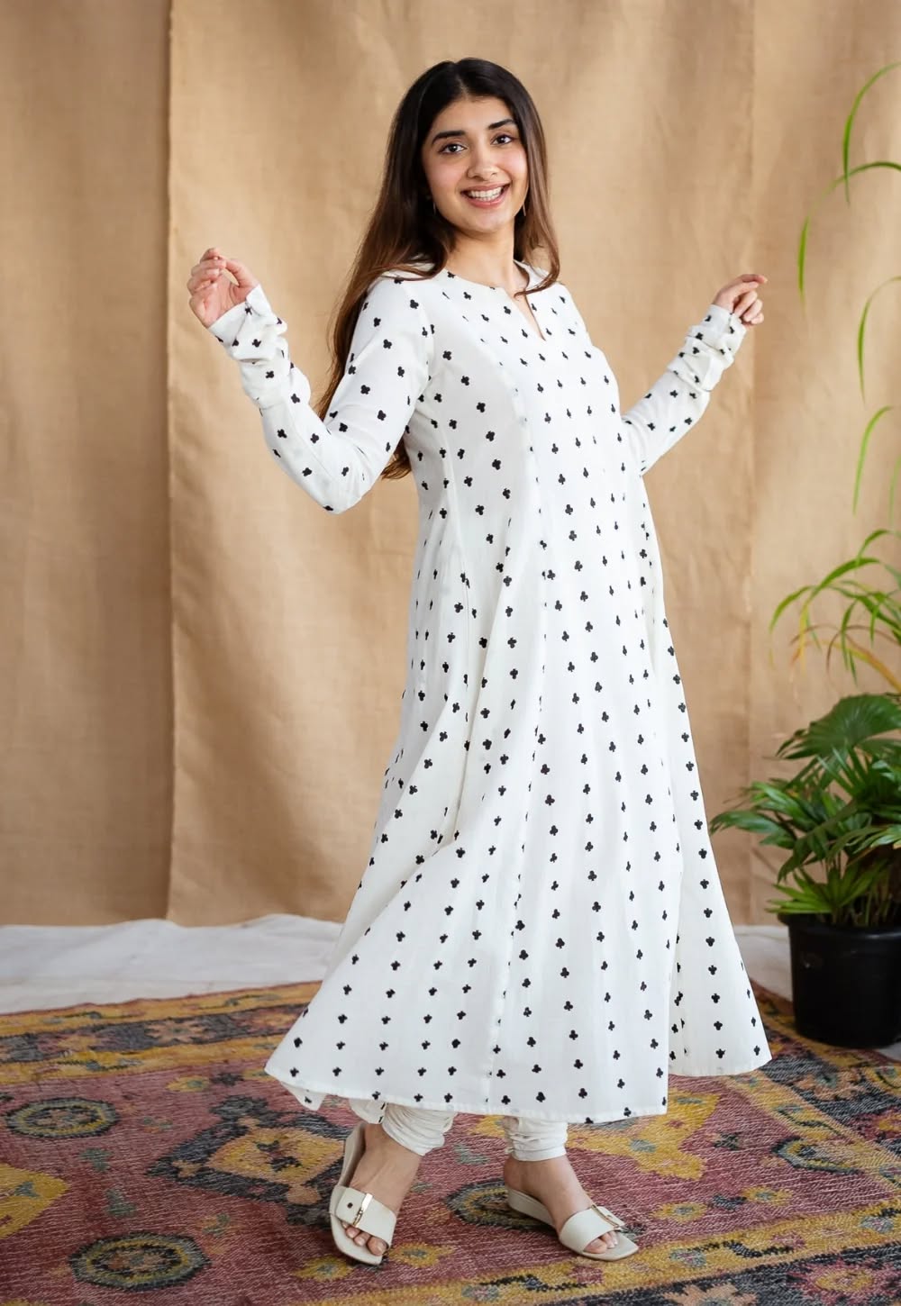 Shinat Screen Printed Cotton Kali Kurta