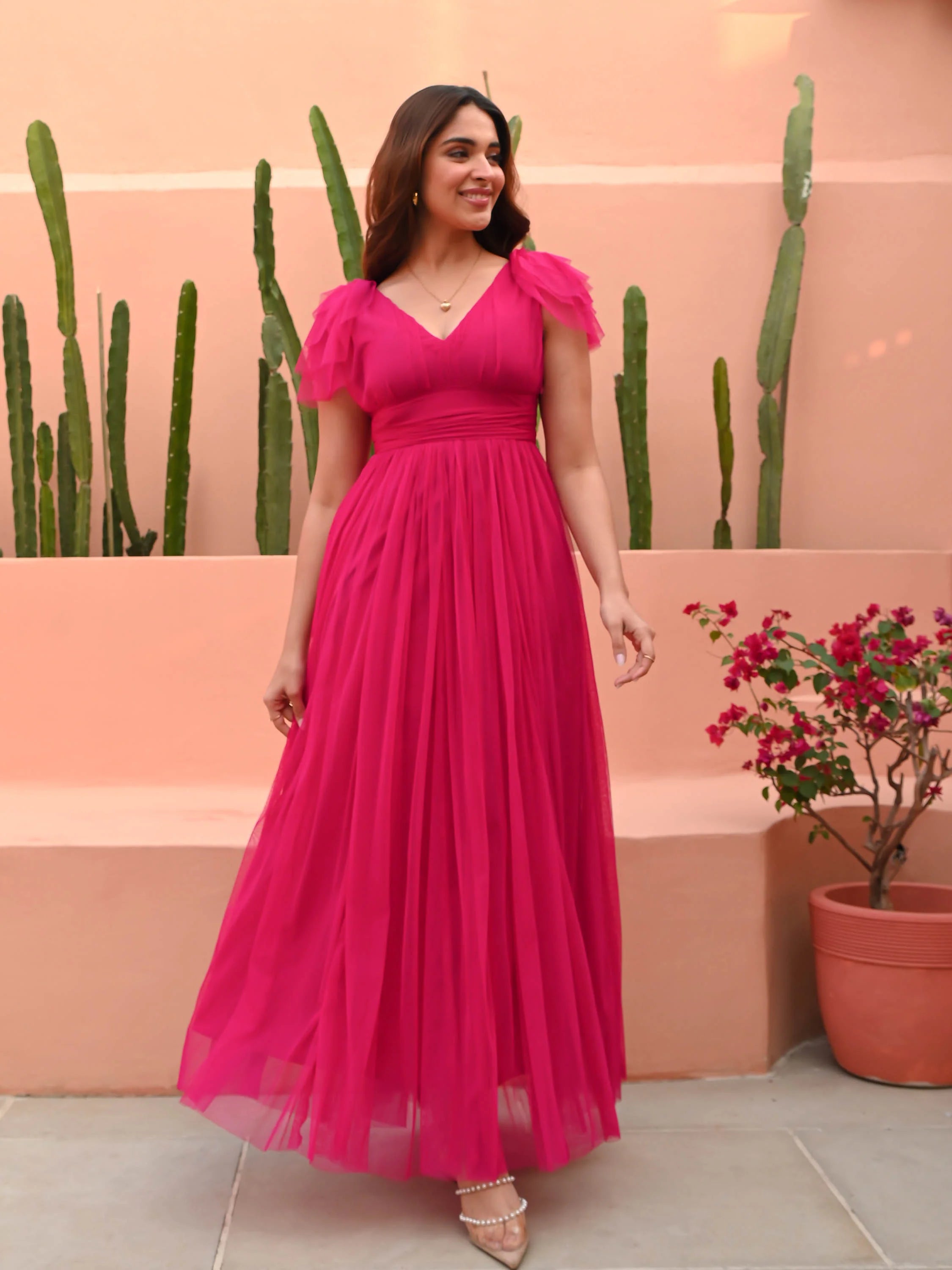 Boshon Hot Pink Gown Dress