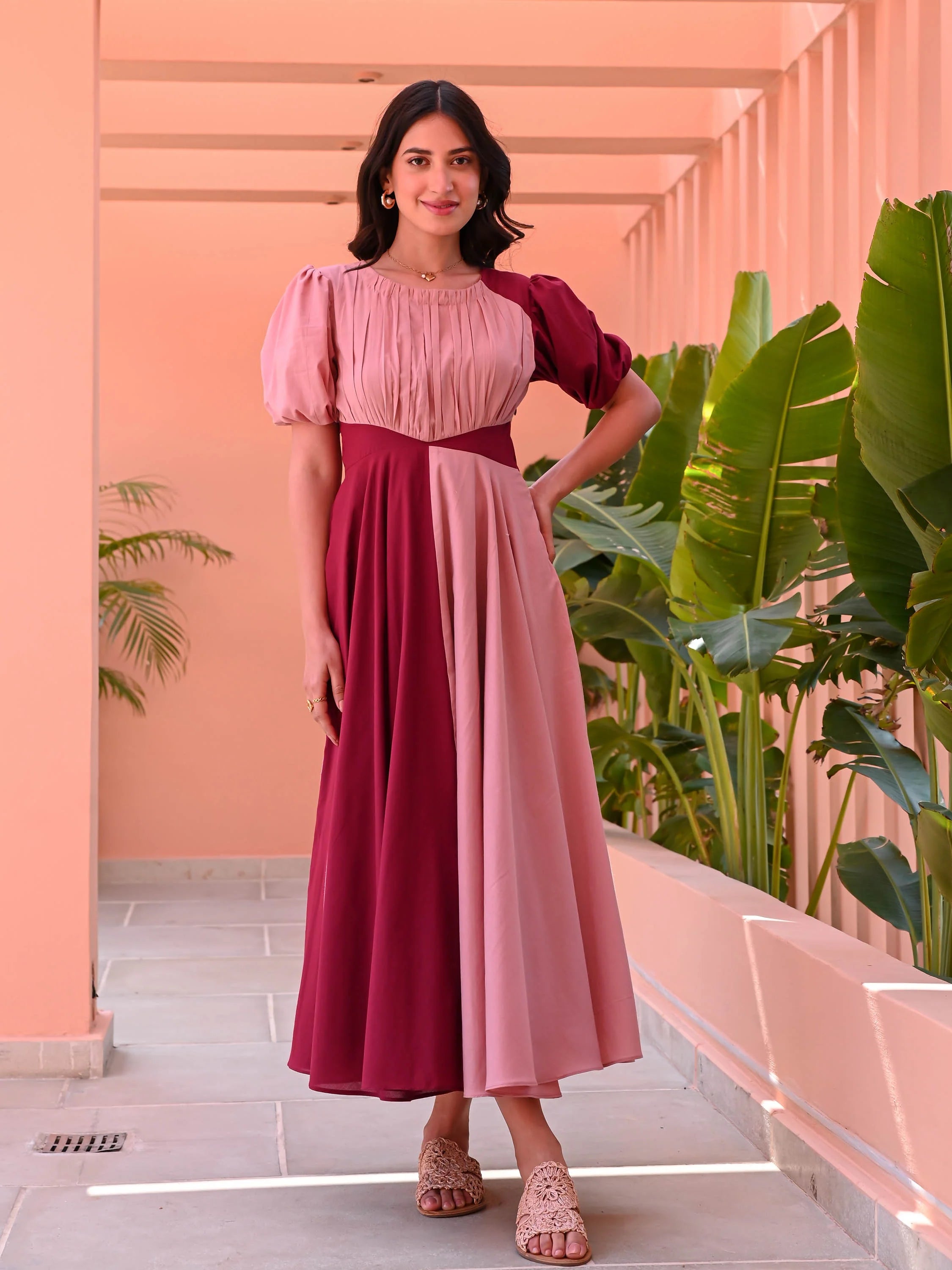 Boshon Peach Tango Cotton Dress