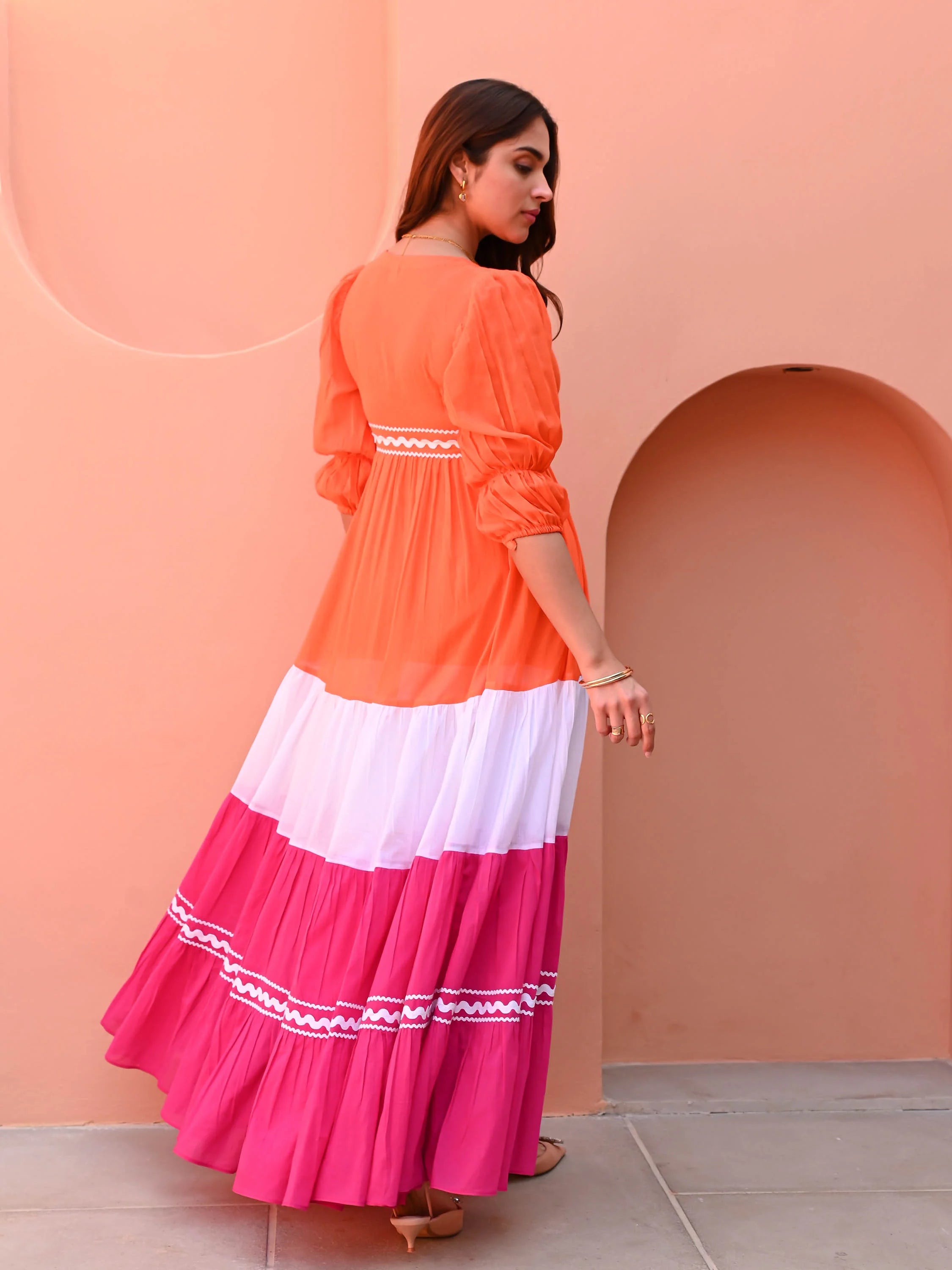 Boshon Multi Color Cotton Designer Dress