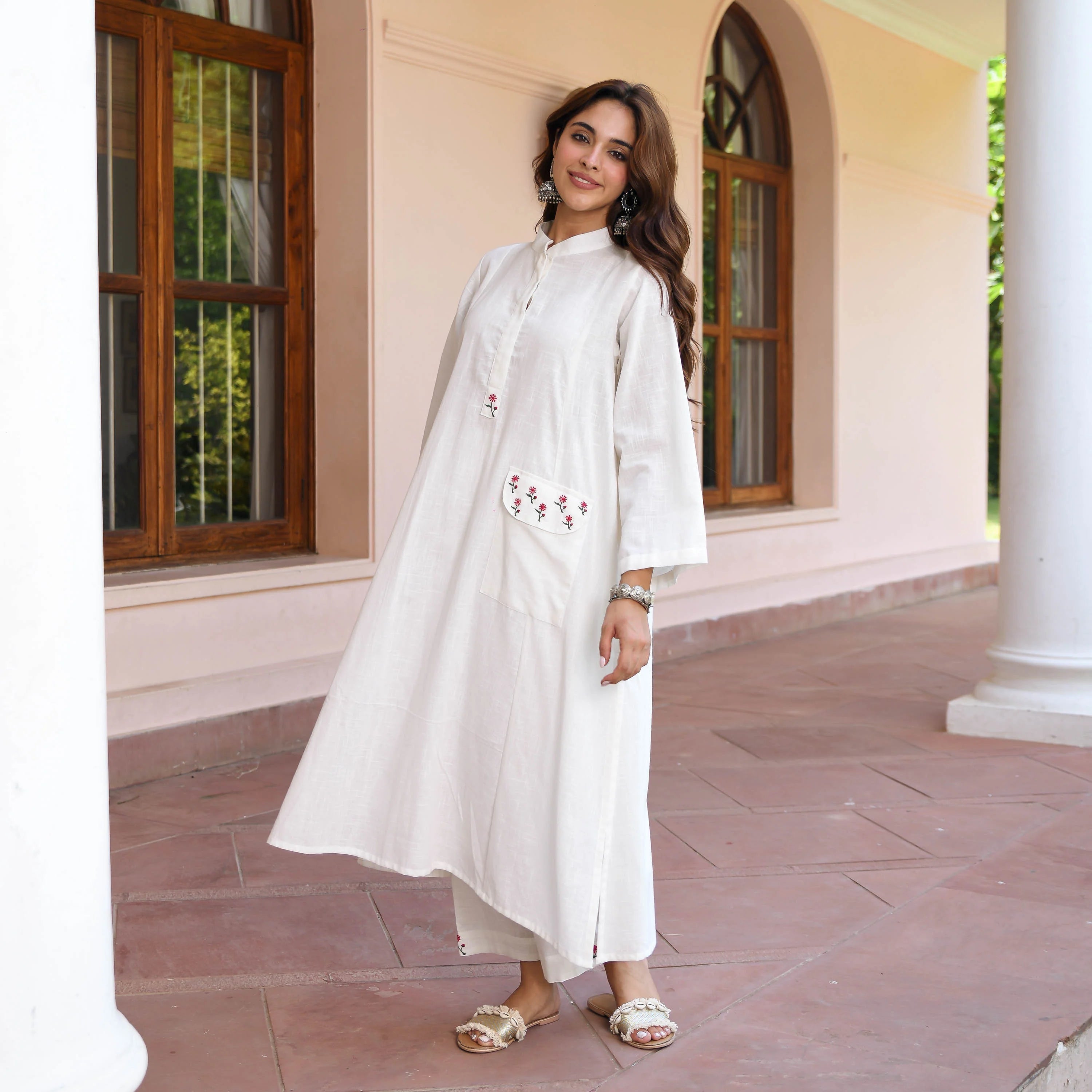 Noorani Embroidered Kurta Set – Classic White