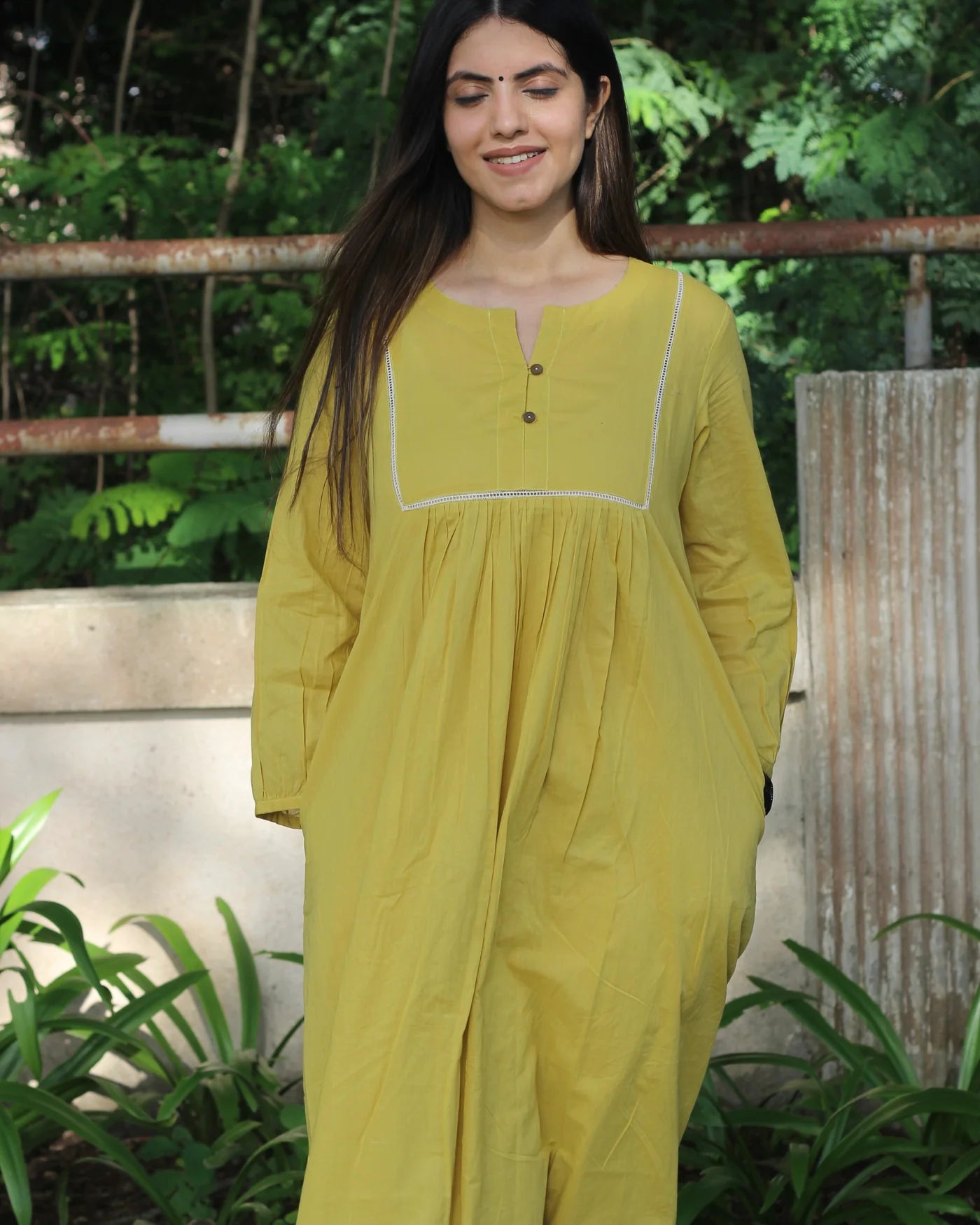 Premium Cotton Mustard Yellow Kurta with Pockets