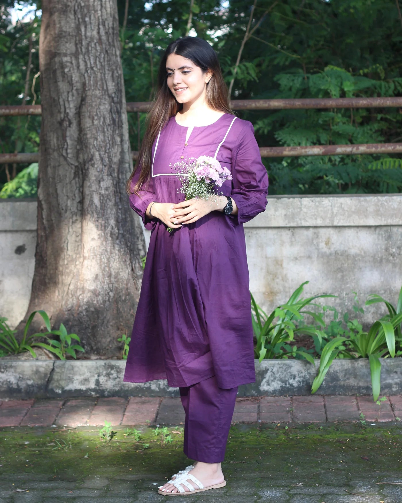 Premium Cotton Dark Purple Kurta Set