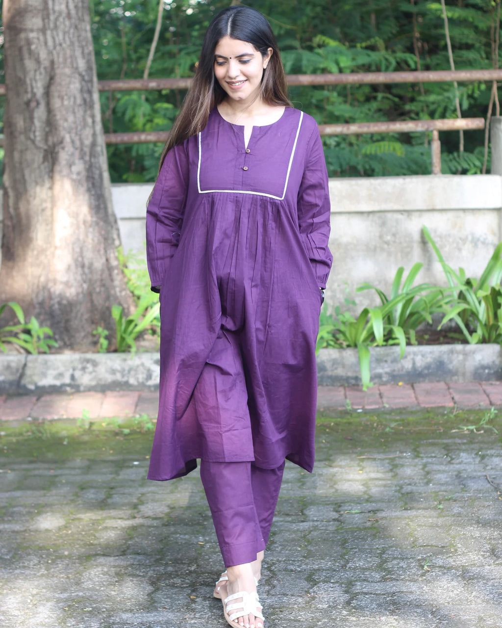 Premium Cotton Dark Purple Kurta Set