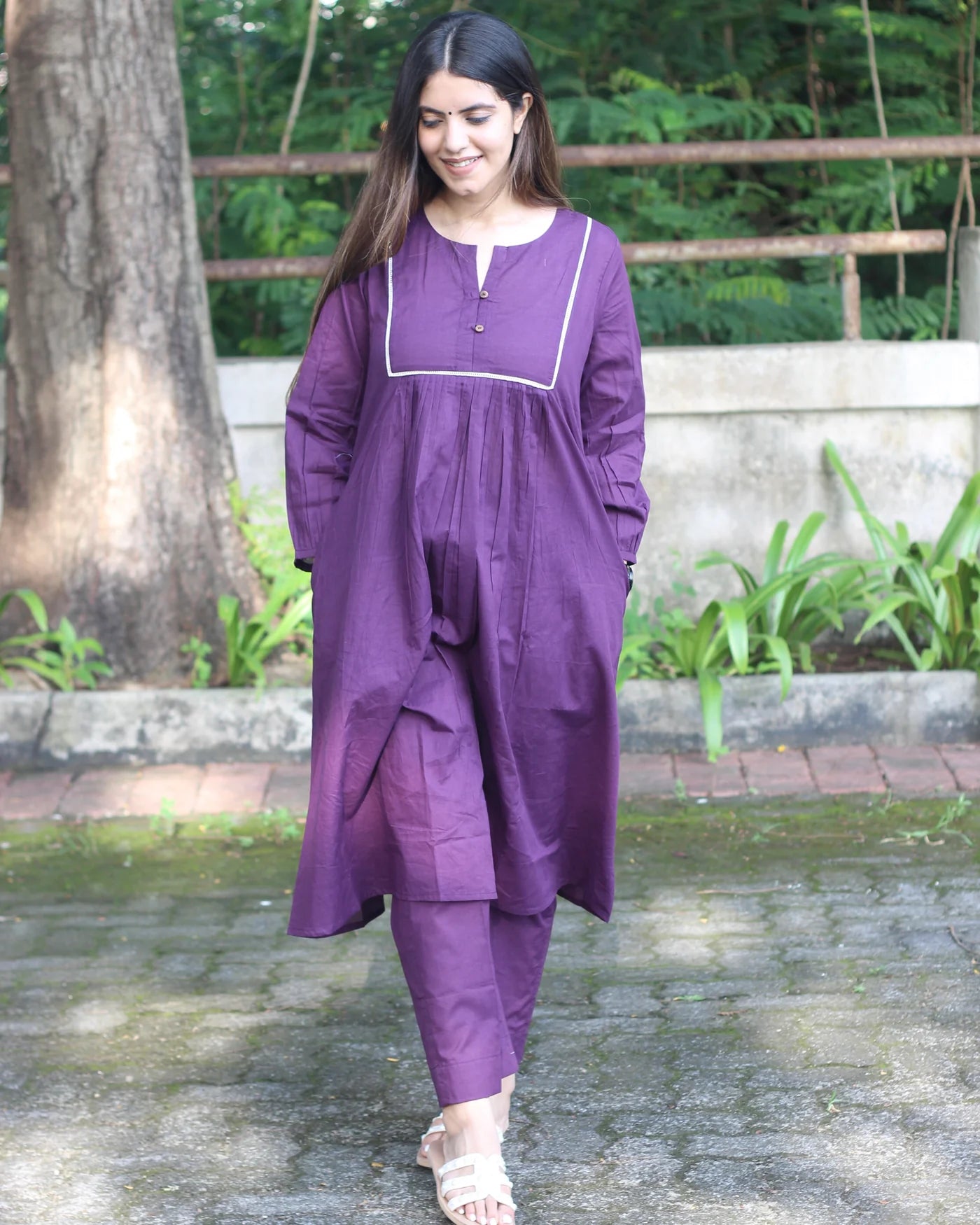 Premium Cotton Dark Purple Kurta Set