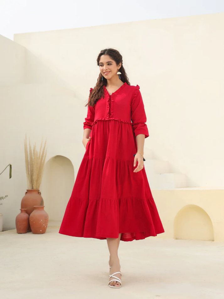 Boshon Ruby Flare Midi Dress