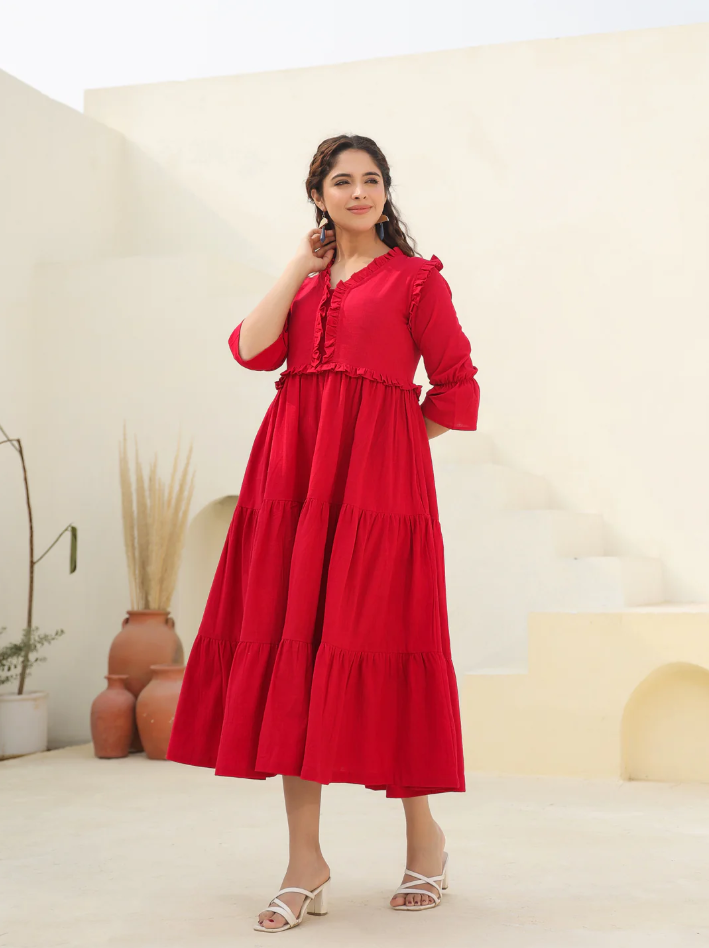 Boshon Ruby Flare Midi Dress