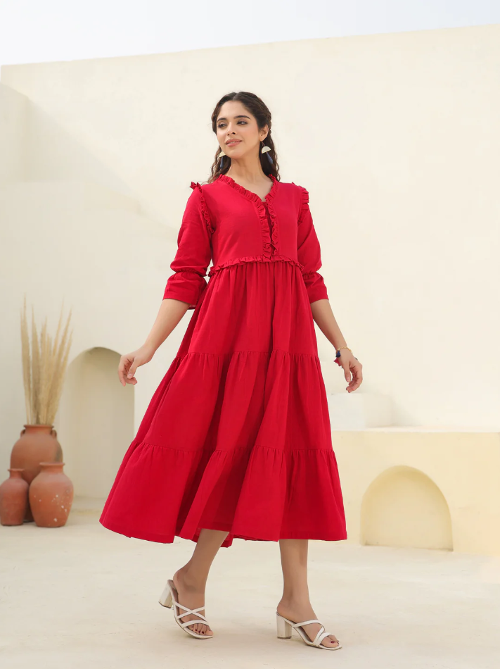 Boshon Ruby Flare Midi Dress