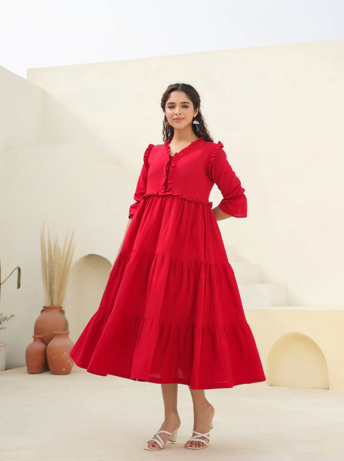 Boshon Ruby Flare Midi Dress