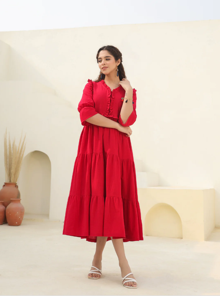 Boshon Ruby Flare Midi Dress