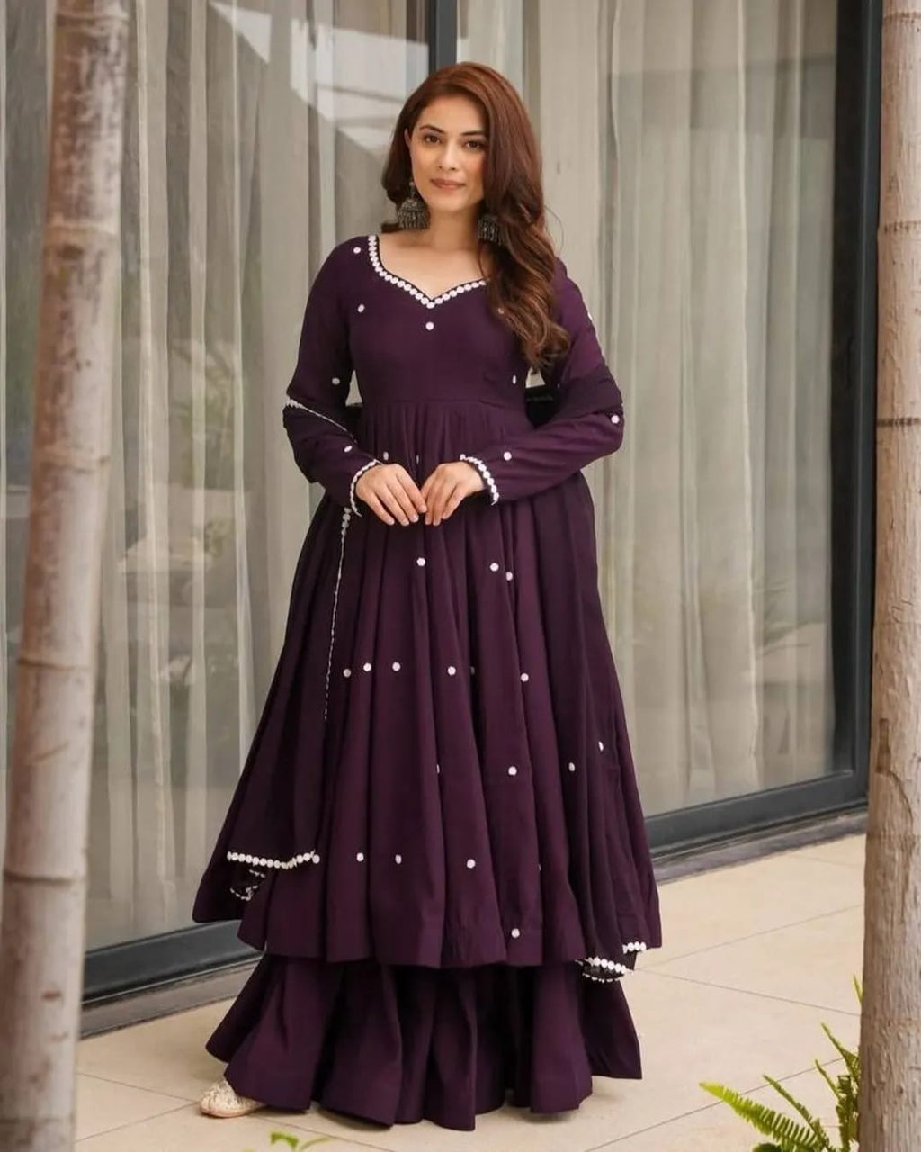 Party Wear Lace Work Cotton Suit Set