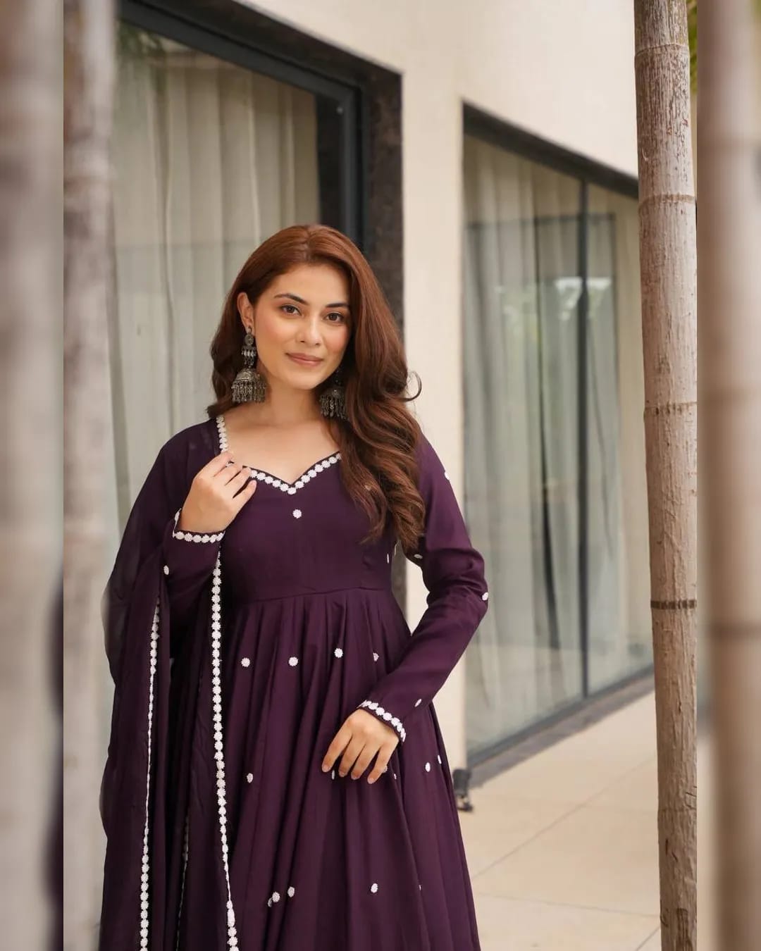 Party Wear Lace Work Cotton Suit Set
