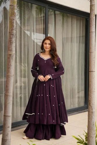Party Wear Lace Work Cotton Suit Set