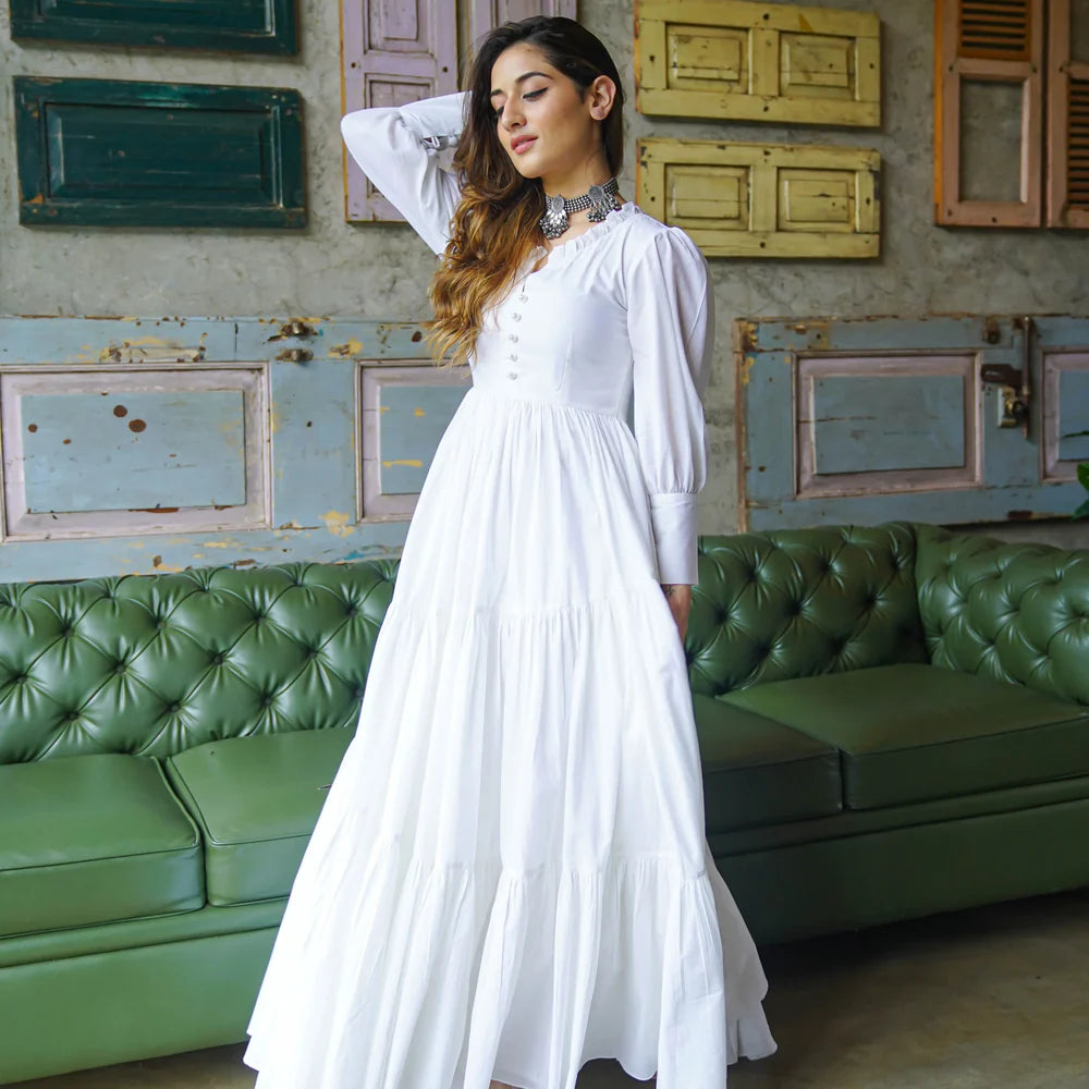 Boshon Fairy Pure White Maxi Cotton Dress